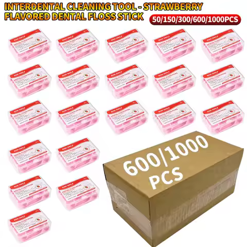 50/150/300/600/1000PCS - Dental floss stick, strawberry flavor, convenient to pack, available in mea