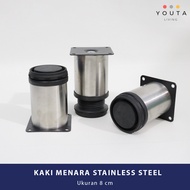 ADJUSTABLE STAINLESS STEEL 8 CM TUBE TOWER LEGS/ ROUND SOFA LEGS/ TABLE LEGS CABINET LEGS
