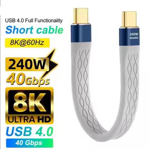 NEW USB4.0 40Gbps Data Cable PD 240W Fast Charging USB C to Type C Short Powerbank Cable USB C Charg