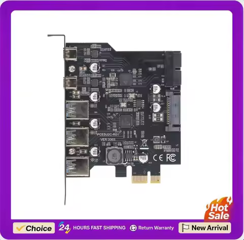 PCIe to USB 3.2 Gen 1 Card 5Gbps 3 USB Type A 2 USB Type C 5 Port PCI Express Expansion Card for Win