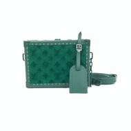 Louis Vuitton lv 綠色 植絨 clutch box 秀款 肩背包
