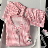 HANQIANNUO | Bộ Quần Áo Cotton Tay Ngắn Mùa Hè Hello Kitty Dễ Thương