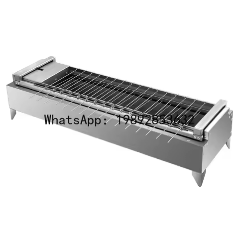 Automatic rotating charcoal grill powered by power bank, flip-over camping charcoal grill, skewer ma