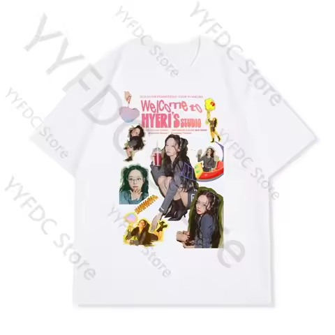 New Lee Hye Ri T Shirt Kpop Fashion Summer Cotton Short Sleeve Tee Tops HYERI FANMEETING TOUR Welcom