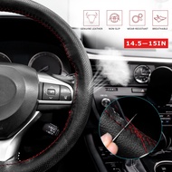 DIY 38cm CAR STEERING COVER Leather PU FREE Needles Threads Wheel Glove Stering Universal Jahit Sewi