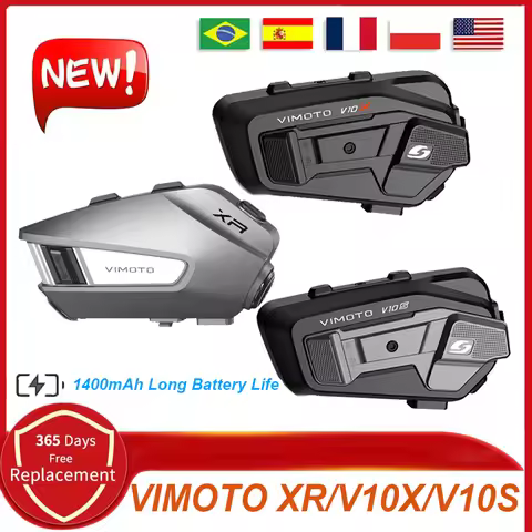 New Vimoto XR V10S V10X Motorcycle Helmet Bluetooth Headset Dual Mobile Phone Connection 1400mAh IP6