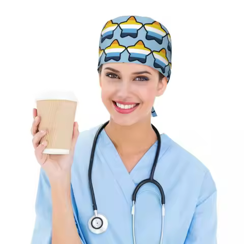 Aroace Flag Star Scrub Hat Doctor Working Surgical Cap Men Women Adjustable Nursing Caps for Dentist