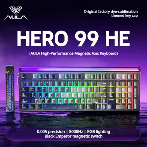 AULA HERO 99 HE Hot-Swappable Magnetic Switch Keyboard 98% Layout 8K Polling 0.05mm RT RGB Neon Ligh