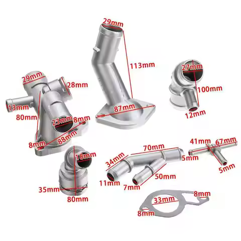 Durable-6Pcs Aluminium Engine Cooling Coolant Hose Connector Supercharger Pipe For MK4 Golf Jetta GL