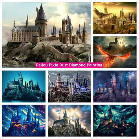 Fantasy Magic School Castle 5d Diamond Painting AB Drills Wizarding World Landscape Cross Stitch Mos
