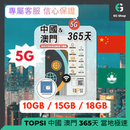 中國 澳門 1年 5G LTE 亞洲 2地 亞太地區 外遊數據卡 旅行 中澳 5G LTE 365日 10GB 數據卡 使用限期 31/5/2027