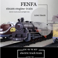 J55รถไฟฟ้ารางรถไฟหัวรถจักรแบบการศึกษาสำหรับเด็กรถจักรไอน้ำเครื่องยนต์นกหวีดของเล่นรถไฟของขวัญ