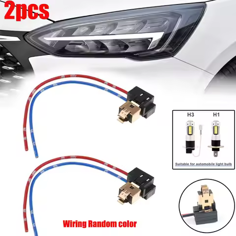 2pc Car Light Socket Harness Automotive Headlight Adapter H1 H3 Socket Extension Wiring Harness Conn