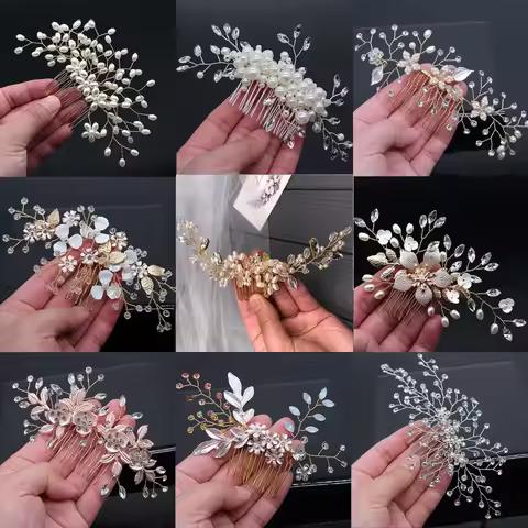Bridal Hair Accessories Crystal Peals Hair Combs Wedding Hair Clips Accessories Jewelry Handmade Wom