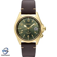 Seiko SPB210 SPB210J SPB210J1 Prospex Japan Made Automatic 200M Brown Leather Strap Green Dial Men's Watch