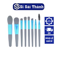 Sst - Set Of 8 Mini Makeup Brushes In Blue Easy To Carry