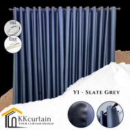 Y1 - 100% Blackout Curtain! SLATEGREY Langsir Corak kain Tebal, Blackout UV Protection HOOK/EYELET Curtain Window &amp; Door