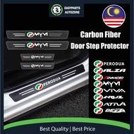 Autozone Carbon Fiber Door Side Step Protector Car Door Sill Strip Anti Scratch Perodua Myvi Axia Alza Ativa Aruz Bezza