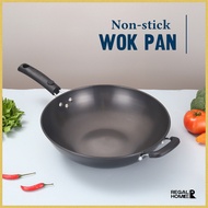 High Quality Wok Pan Deep Non-stick Wok Black Handle w/ Ear