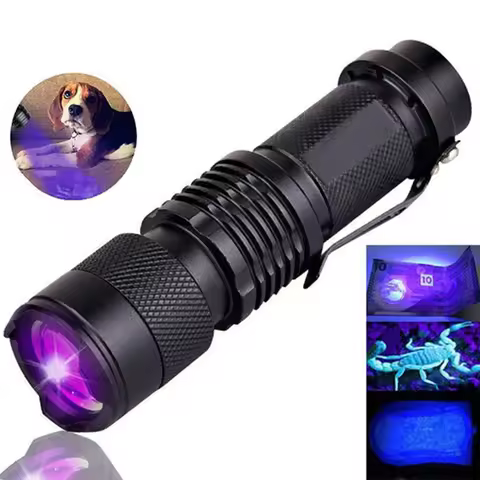 LED UV Flashlight 365nm 395nm Blacklight Scorpion UV Light Pet Urine Detector Zoomable Ultraviolet F