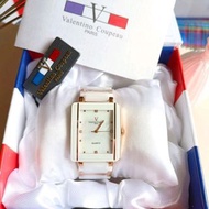 『valentino coupeau范倫鐵諾 珍珠螺貝面盤 鑲鑽 方形女錶 防水手錶 不銹鋼 陶瓷錶