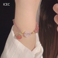 Yueyue YY Fashion Peach Strawberry Color Safe Buckle Braided Bracelet Female Sweet Design Exquisite 
