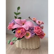 Handmade Hoa Do Wool Flower Basket Meaningful Gifts for Friends, Lovers and Mothers, Meaningful Birt
