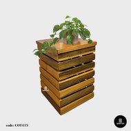 COT415. Chengal Emas Solid Wood Stool / Plant Stool / Side Table / Bedside Table / Sofa Table