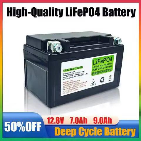 7.0-9.0Ah 12.8V Motorcycle Battery LiFePO4 Scooter Starter 300A-400A Built in BMS Lithium Battery Vo