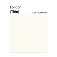 Granit merk COVE tipe London (Thin) UK 60x60cm untuk lantai atau dinding warna putih motif polos permukaan glossy kualitas pertama 