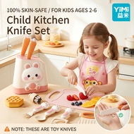 YIMI 16PCS Kids Knife Set Toy Toddler Kitchen Cooking Set Safe Plastic Knive Toys With Cutting Board