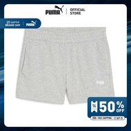 PUMA Basics กางเกงขาสั้น Essentials 4 นิ้ว โลโก้เล็กสำหรับผู้หญิง สีเทา - 68833004