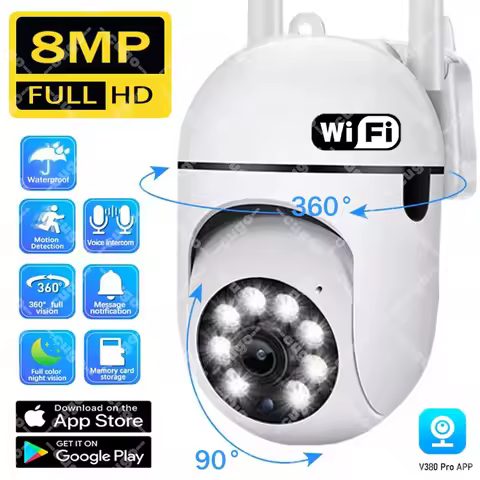 8MP Wifi Surveillance Camera Wireless Security PTZ IP Camera Color Night Vision AI Human Tracking CC