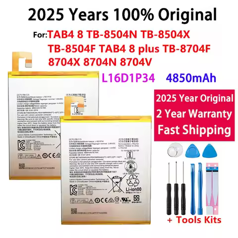 2025 Year Original Battery L16D1P34 For Lenovo TAB4 8 TB-8504N TB-8504X TB-8504F TAB4 8 plus TB-8704