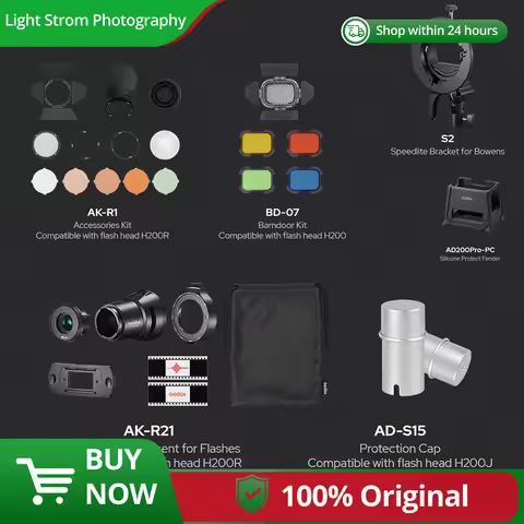 GODOX AD200pro II Accessory Adapter AK-R1 BD-07 AK-R21 AD-S15 S2 AD200Pro-PC Flash Lamp Head Light C