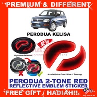 PERODUA KELISA Front Rear Steering Night Reflective 3M 3D 2-Tone Red Black Epoxy Logo Emblem Sticker