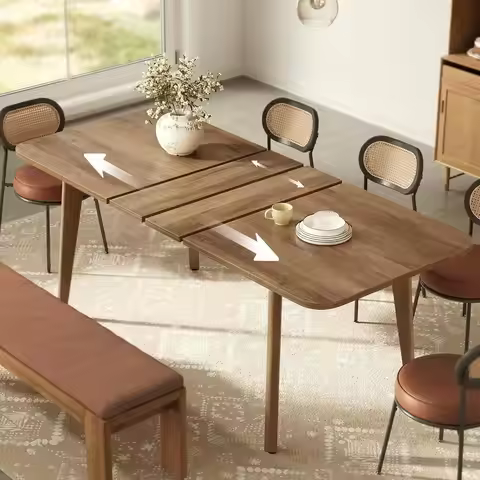 Elegant Dining Table Set for 4-8, Tapered Legs, Curved Design, Suitable for Kitchen or Dining Room