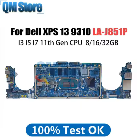 Laptop Mainboard For Dell XPS 13 9310 0NVVG 0062CR LA-J851P Notebook Motherboard With CPU I3 I5 I7 1
