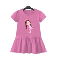 Wrinkled children's dress with kiss girl motif aged 2-9 years//wrinkled children's dress with kiss g