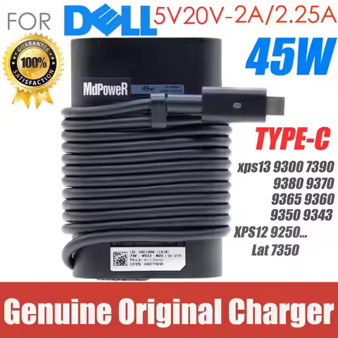 Original 45W Type-C USB PD Laptop AC Adapter for Dell xps13 9300 7390 9380 9370 9365 9360 9350 9343 