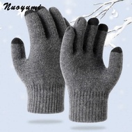 1% Pure Wool Knitted Gloves Autumn Winter Warm Cycling Wool Gloves Daily Cold-Proof Split-F