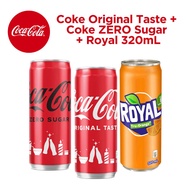 Coke, Coke Zero, Royal Tru Orange 320mL Rainbow Bundle - Pack of 3