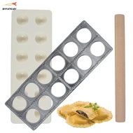 Aluminum Alloy Ravioli Maker 12 Holes Ravioli Tray Dumpling Mold Set with Rolling Pin Homemade Ravio