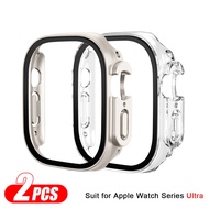 เคส + กระจก2ชิ้นสำหรับ Apple Watch Ultra 49มม. 45มม. 42มม. 41มม. 44มม. 40มม. ฟิล์มกันรอยสำหรับ iWatch Series 5 8 7 SE 6