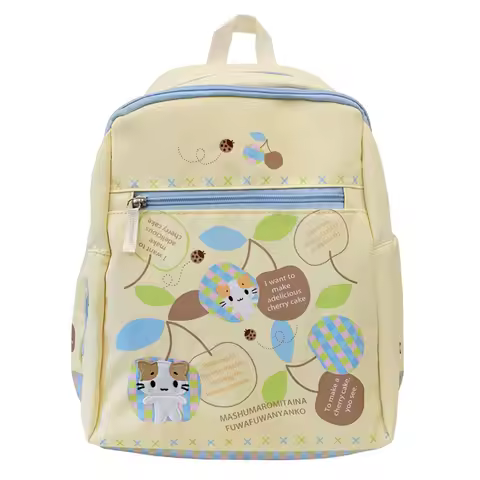 Masyumaro Fluffy Fuwa Nyanko Cat Bag Kawaii Cute Large School Backpacks for Girls Women Double-layer