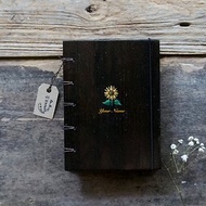 Sunflower on burns wood. notebook handmade notebook diary handmade wood 筆記本
