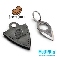 PK1 Beaver Craft Small Keychain Knife with Finger Ring & Leather Sheath
