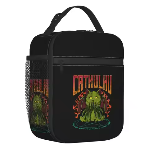 Funny Cathulhu Cat Cthulhu Insulated Lunch Bags for Women Resuable Thermal Cooler Bento Box School