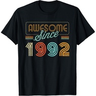 Men's cotton T-shirt 33 Year Old Gift Men Women Vintage 1992 33th Birthday Retro T-Shirt Custom Prin
