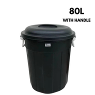 Black Fibre Garbage Dustbin Handle With Cover/ Tong Hitam/Black Garbage Bin With Handle/Tong Sampah 
